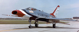 An F-100D Super Sabre of the US Air Force Thunderbirds flight demonstration team. (US Air Force)